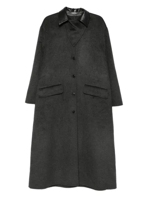 Nanushka leather-collar wool coat Grey NW25FWOW27794