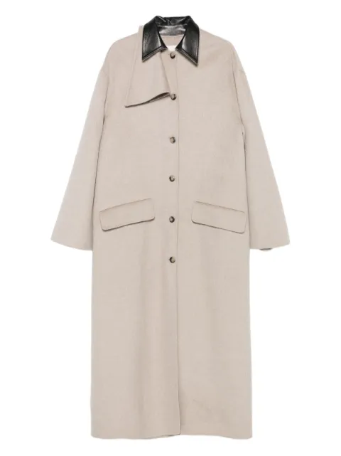 Nanushka contrast-collar button coat Neutrals NW25FWOW27892