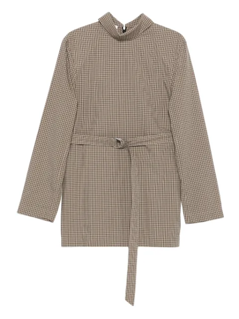Nanushka belted check-pattern mini dress Brown NW25FWDR25676