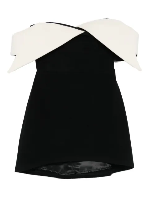 Vestiaire d'un Oiseau Libre off-shoulder collared mini dress Black TUXEDOCASHMEREMINIDRESS