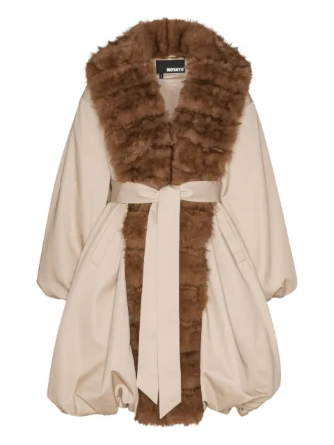 ROTATE BIRGER CHRISTENSEN faux-fur-collar balloon-hem coat Neutrals 114759532