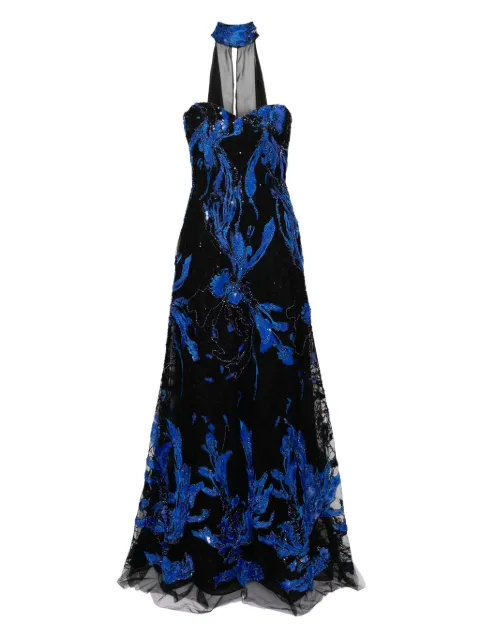 Saiid Kobeisy embroidered strapless dress Blue RTWSS2556