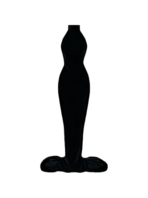 Vestiaire d'un Oiseau Libre open-back maxi dress Black OPENBACKVELVETGOWN