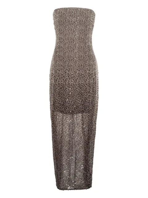 ROTATE BIRGER CHRISTENSEN beaded midi tube dress Brown 1148343073