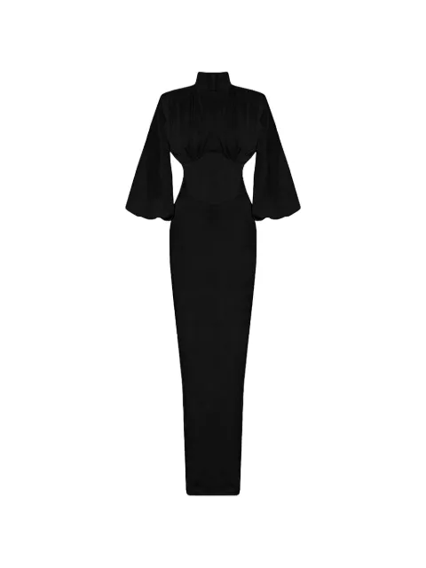 Vestiaire d'un Oiseau Libre high-neck puff-sleeve maxi dress Black EVEGOWN