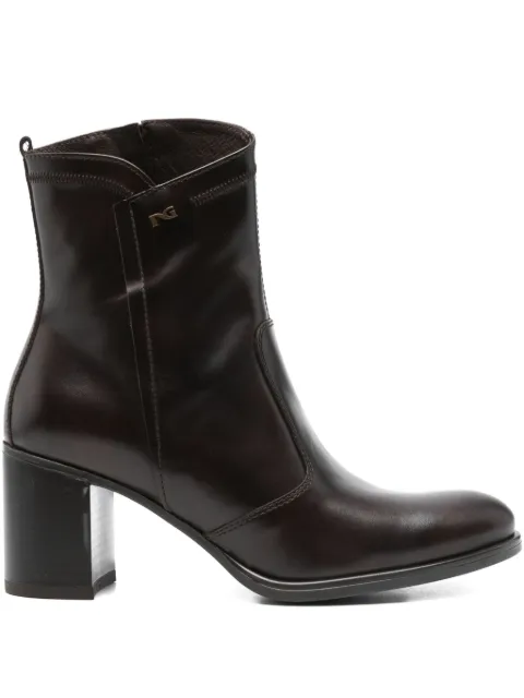 NERO GIARDINI 70mm leather zip-fastening block-heel boots Brown I513853D300