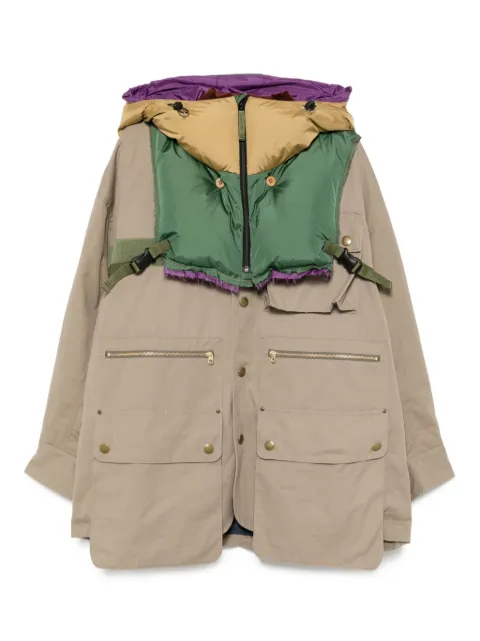 Kolor removable-hood jacket Brown 25WCMG11110