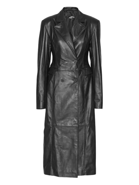 ROTATE BIRGER CHRISTENSEN double-breasted leather coat Black 115131100
