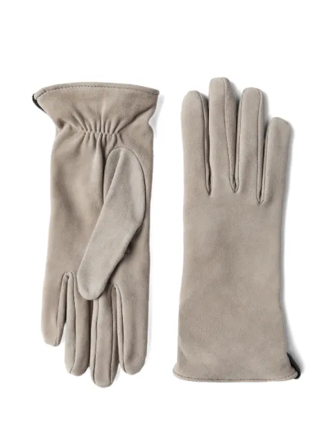 Brunello Cucinelli gathered-detail leather gloves Neutrals MPCLF9009C5859