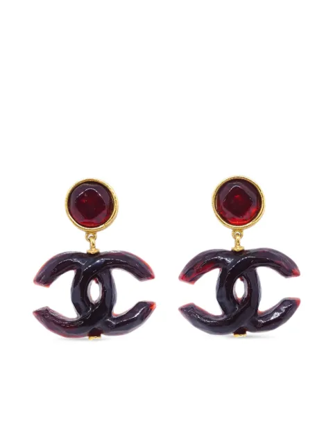 CHANEL Pre-Owned 1999 CC-dangle clip-on earrings Gold ER186259