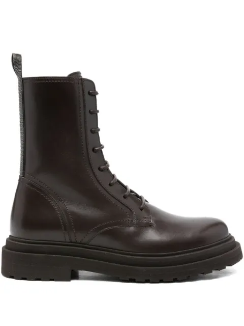 Brunello Cucinelli lace-up platform combat boots Brown MZOLG3036PC8279