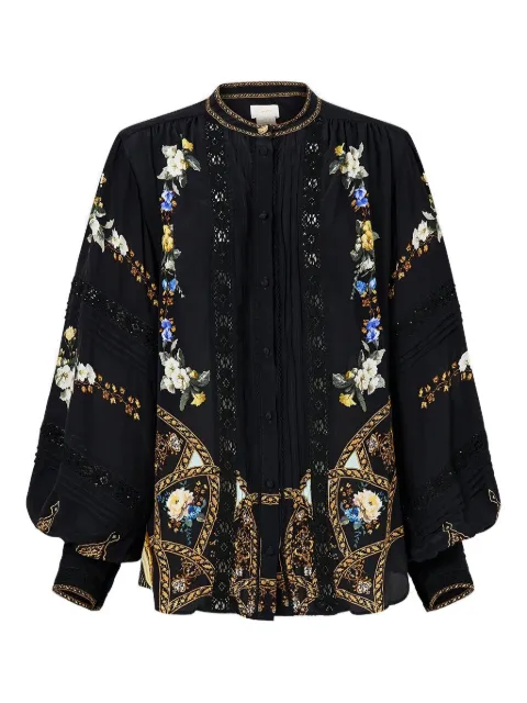 Camilla long-sleeve ottoman elegance blouse Black 00039575