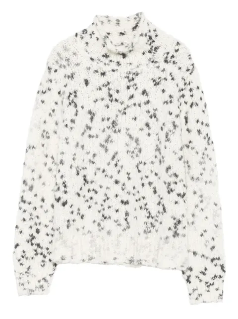 Kangra high-neck speckled knit sweater White 281005