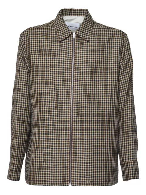 Jil Sander gingham-pattern zip-up shirt Brown J22DL0337J40252242