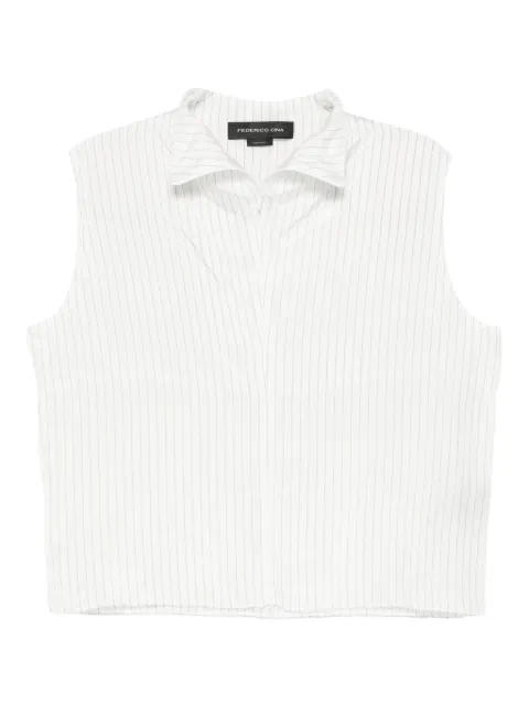 FEDERICO CINA pinstripe sleeveless blouse White FCW25TP0102