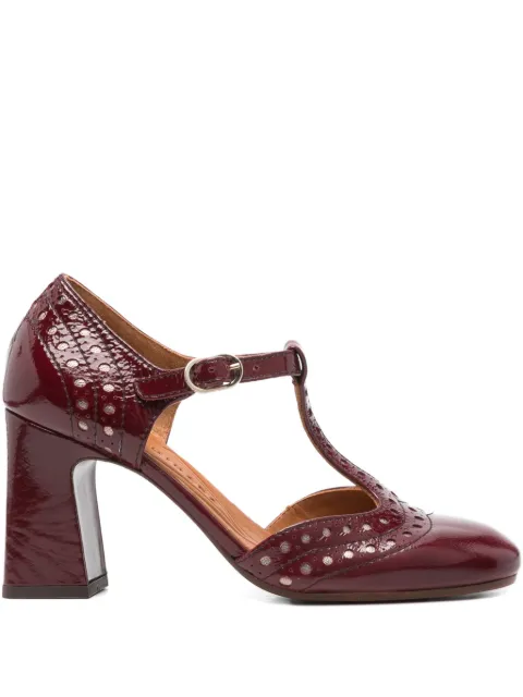 Chie Mihara 85mm perforated T-bar heeled pumps Red MANTE