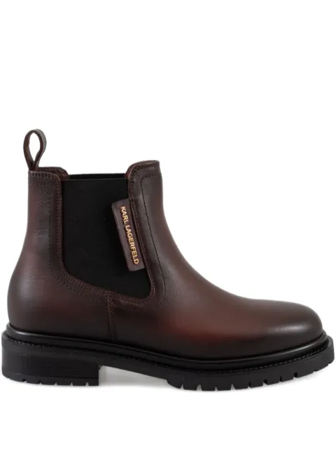 Karl Lagerfeld elastic-panel leather boots Brown KL47545