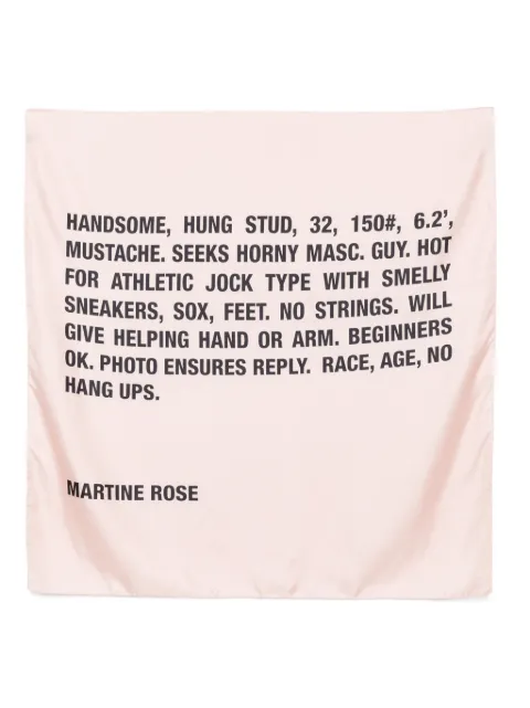Martine Rose text-print silk scarf Pink 1230WF08101