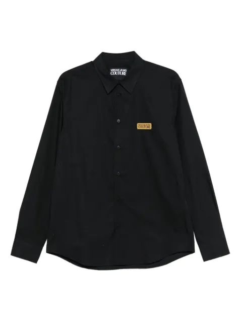 Versace Jeans Couture logo-plaque cotton shirt Black 79GALKR1CN00K