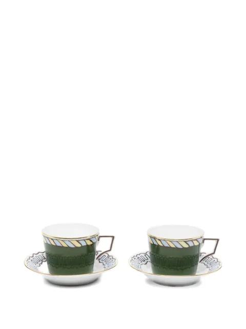 GINORI 1735 stripe-pattern coffee set Green 101RG00FX9178