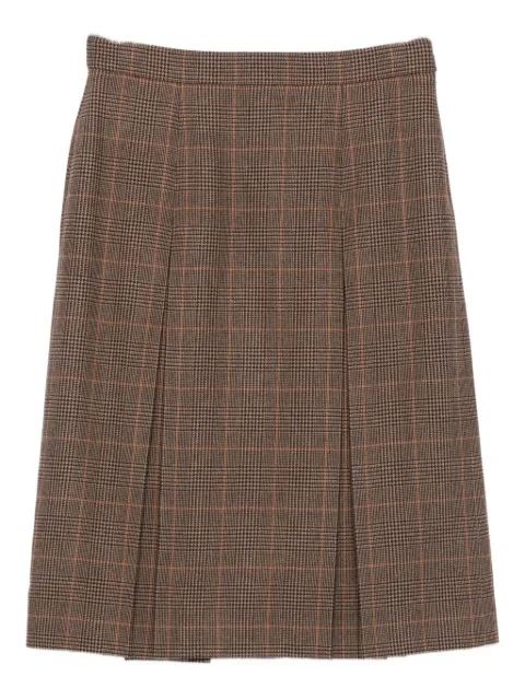 Saint Laurent pleated plaid midi skirt Brown 831068Y3J45