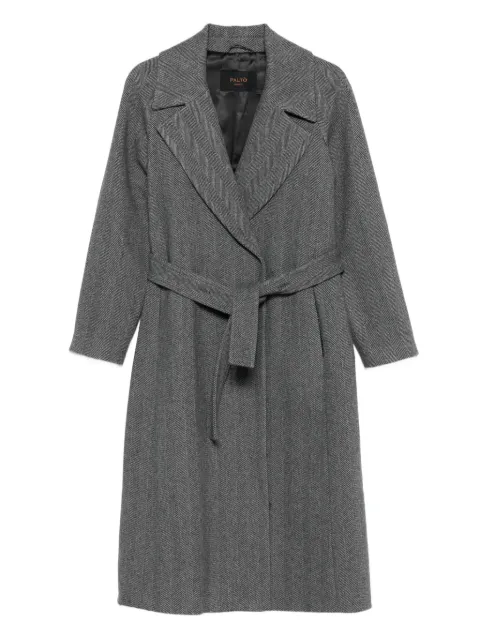 Paltò Paola herringbone belted coat Black B51PDPAOLMDR