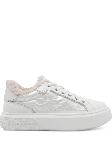 PINKO quilted-pannel fur-trim trainers White SS0103P102