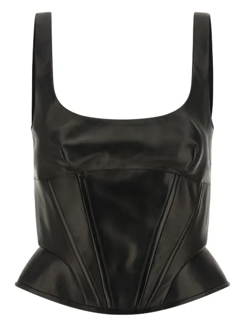 Ermanno Scervino Peplos leather bustier top Black D472L734GKH95708