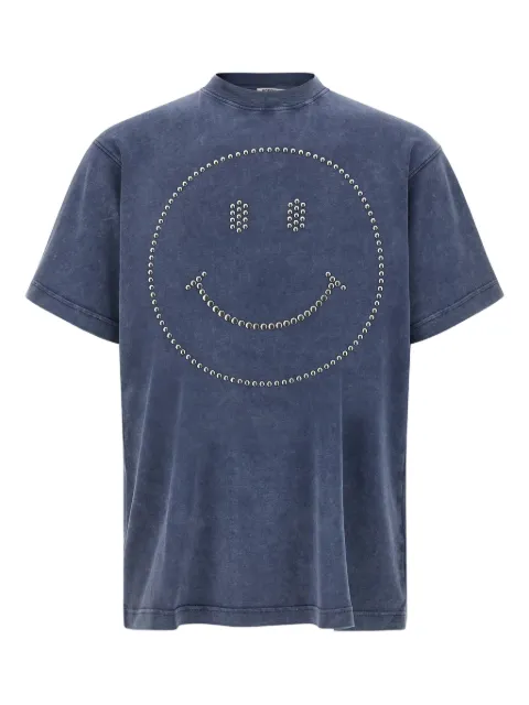 Moschino stud-embellished smiley T-shirt Blue A07035244