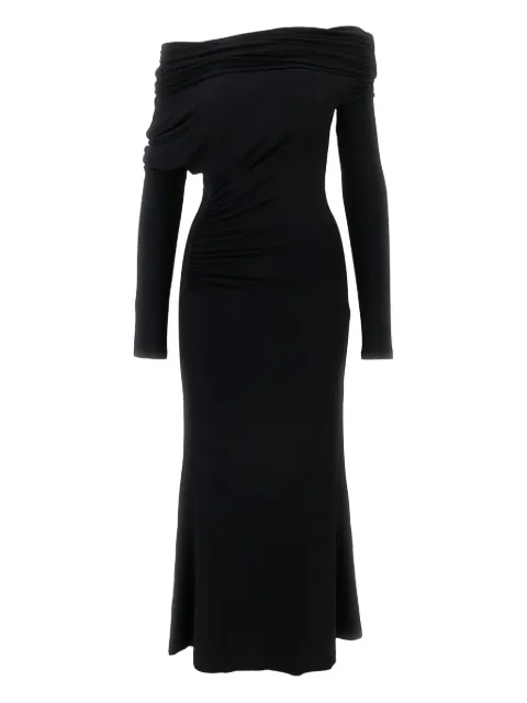 THE ANDAMANE draped one-shoulder midi dress Black T180121ATJV053