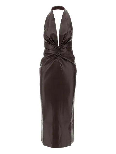 THE ANDAMANE V-neck draped midi dress Brown T180147ATNP152