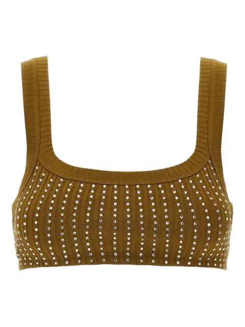 The Attico rhinestone-embellished ribbed top Brown 251WCL00006JJJ051TR
