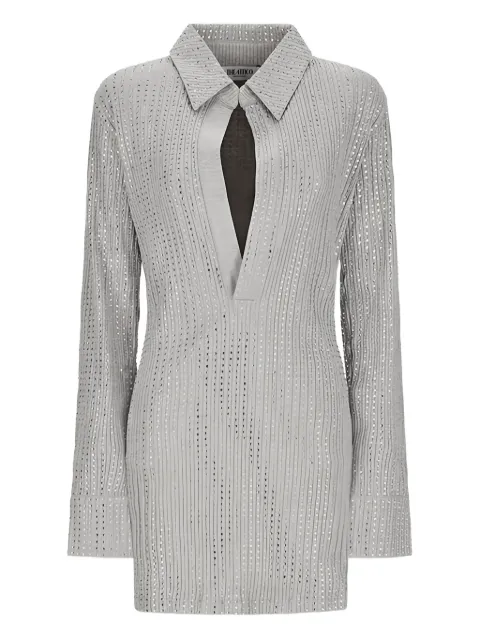 The Attico crystal-embellished collared mini dress Grey 251WCA00456JJJ051TR