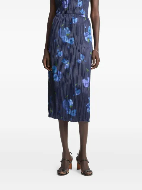 Vince Poppy Blur pleated floral midi skirt Blue V130731056