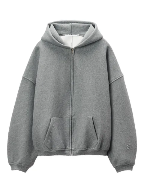 Alexander Wang Star zip up hoodie in dense fleece jacket Grey 6CC2242051079