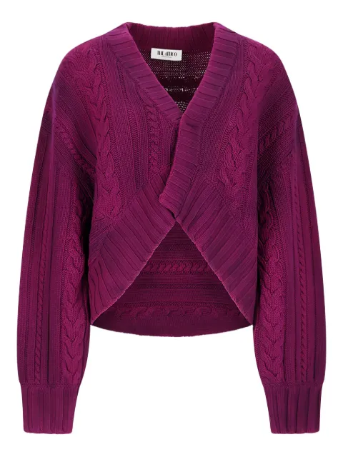 The Attico cable-knit v-neck cardigan Purple 251WCK00125KWS009SP