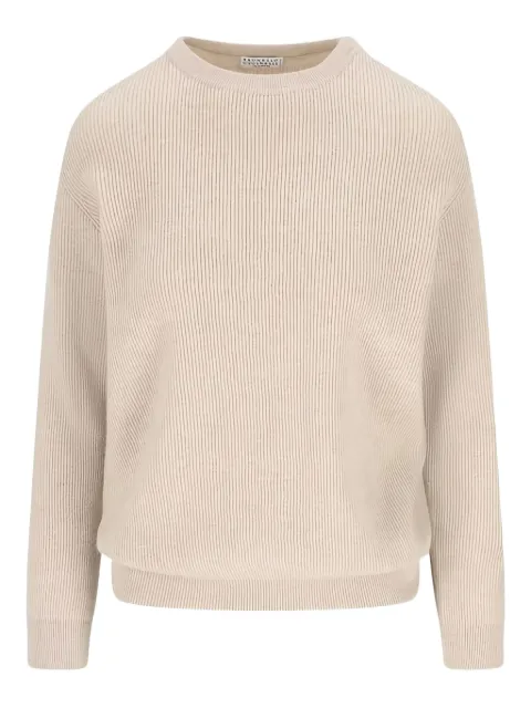 Brunello Cucinelli ribbed crewneck sweater Neutrals M12175400C9731