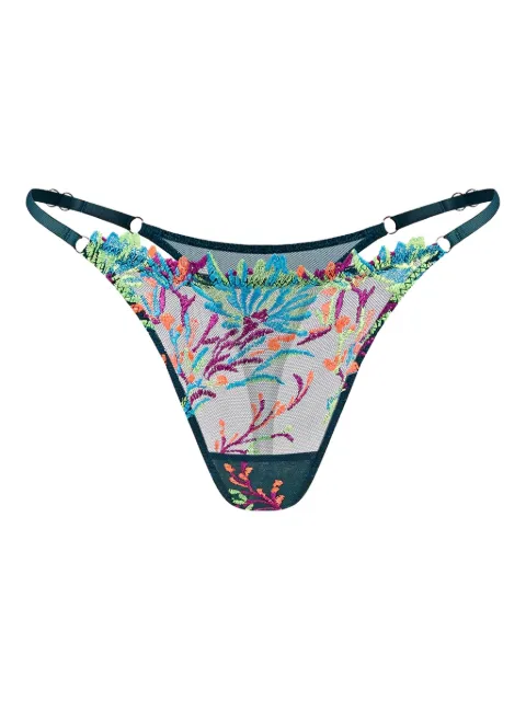 Zhilyova floral embroidered g-string Green 263270540