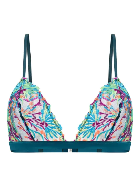 Zhilyova Maris floral-embroidered triangle bralette Green 263560540