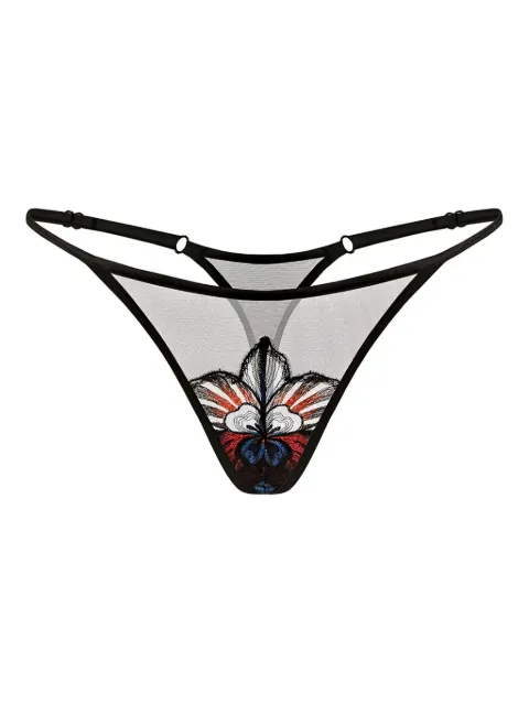 Zhilyova embroidered mesh thong Blue 256270561