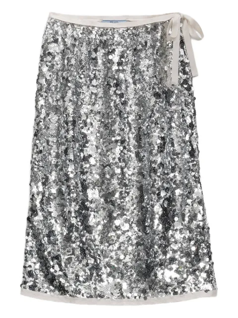 Prada sequin-embellished wrap midi skirt Silver P120ZRSOOO176A