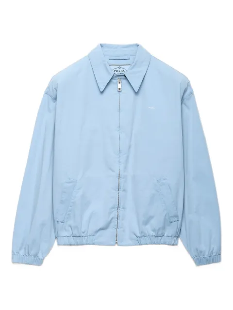 Prada Old elasticated-cuff embroidered-logo jacket Blue 292318SOOO1716