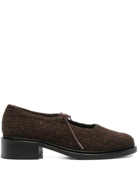 Nicole Saldaña Fabiana textured-knit mules Brown FSLDWFBN20543A