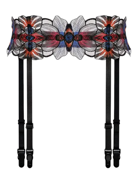 Zhilyova Laia floral embroidered garter belt Blue 256030561