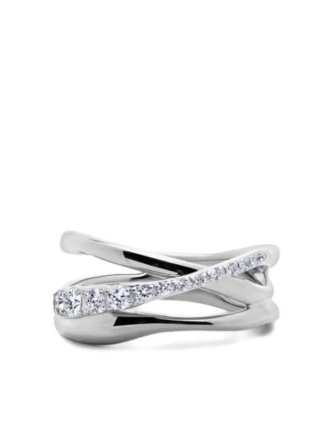 Monica Vinader pavé diamond crossover ring Silver SSRGCDCOLGD