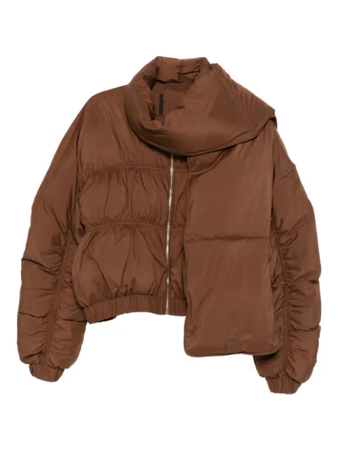 Patrizia Pepe quilted detachable-scarf jacket Brown 8O0180A609