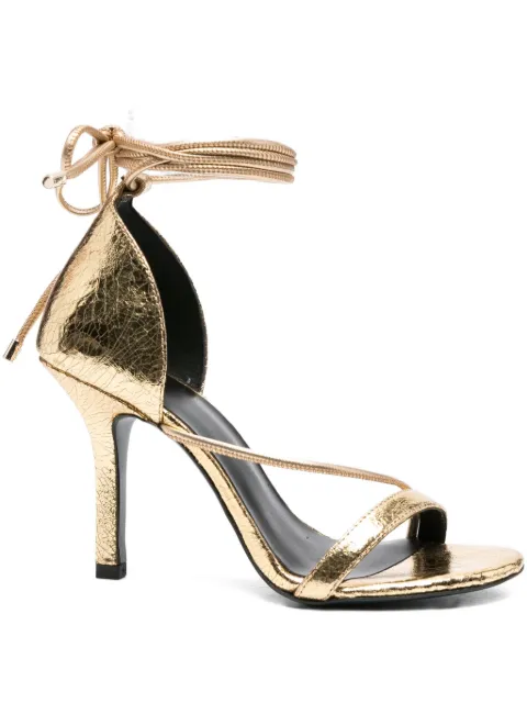 Patrizia Pepe 95mm metallic lace-up sandals Gold 8X0097L112