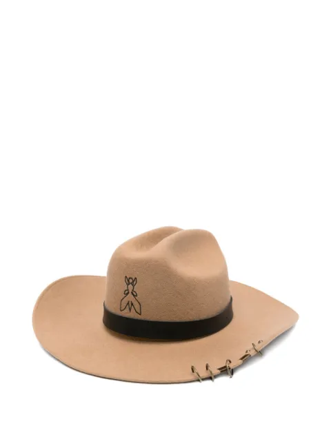 Patrizia Pepe embroidered-detail ring-embellished hat Neutrals 8F0077A919