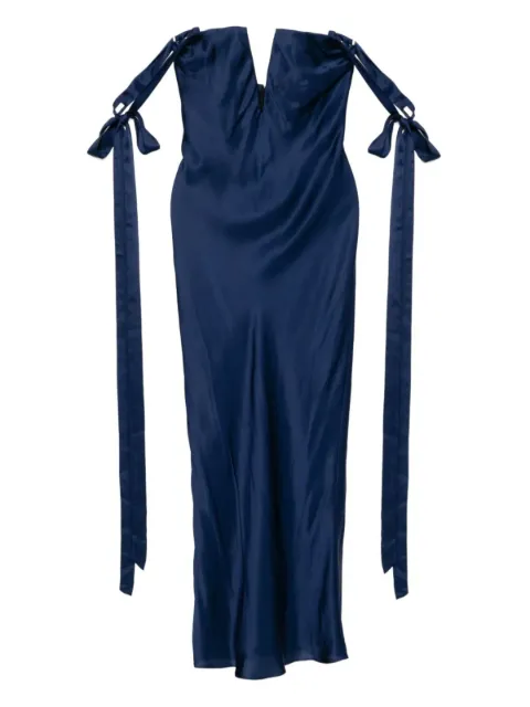 Alejandra Alonso Rojas plunging bias-cut gown Blue D736UPVS