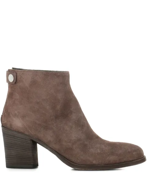 Officine Creative zip-detail block-heel ankle boots Brown OCDELI001LIC23D302
